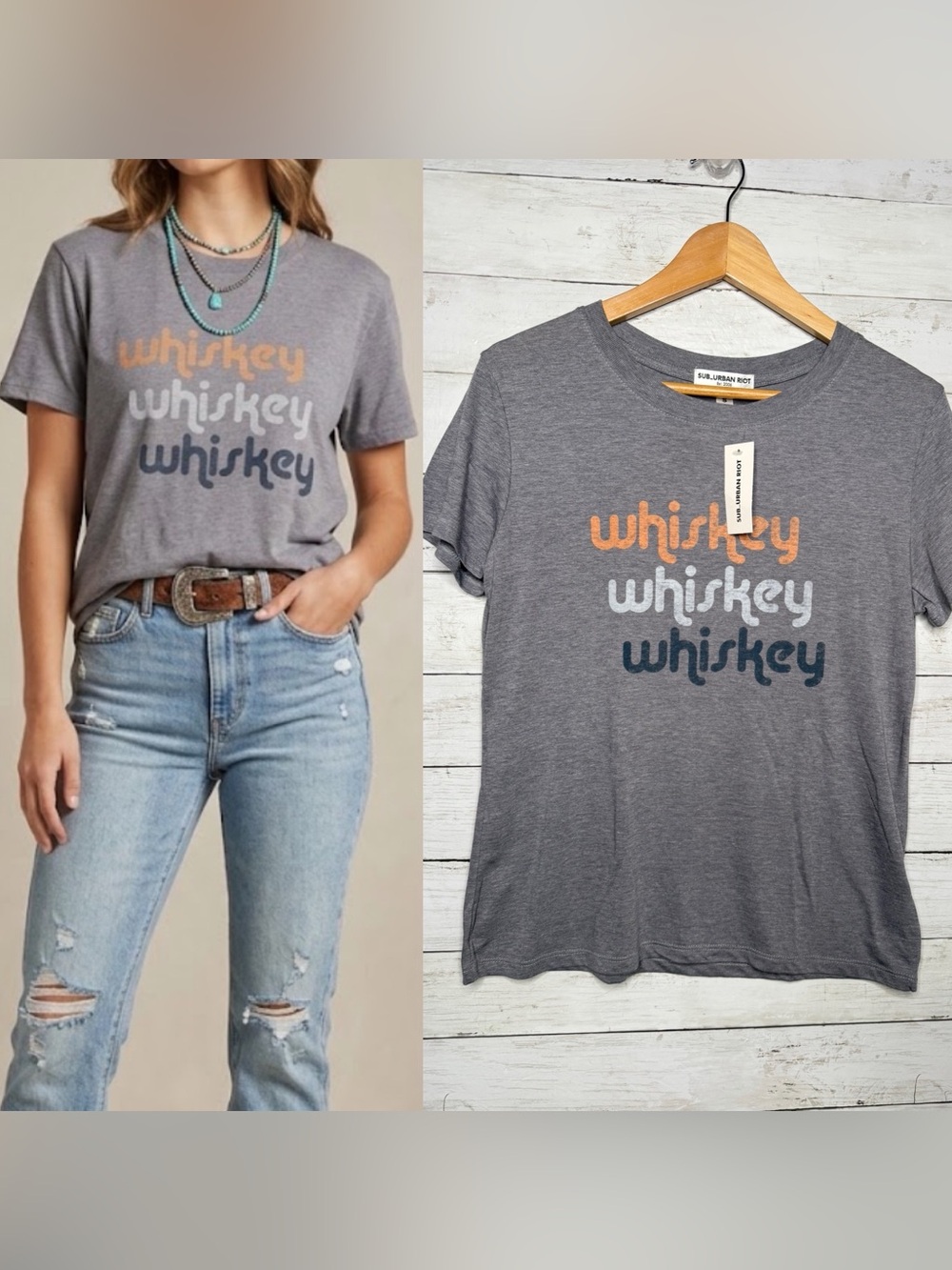 Suburban Riot Whiskey T-Shirt Side Small